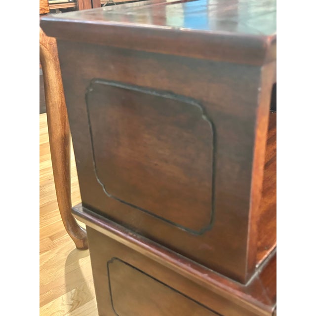 Vintage 1940s Hollywood Regency Ming Style Mahogany Step Chest / Chinoiserie Library/Commode Stairs For Sale - Image 9 of 16