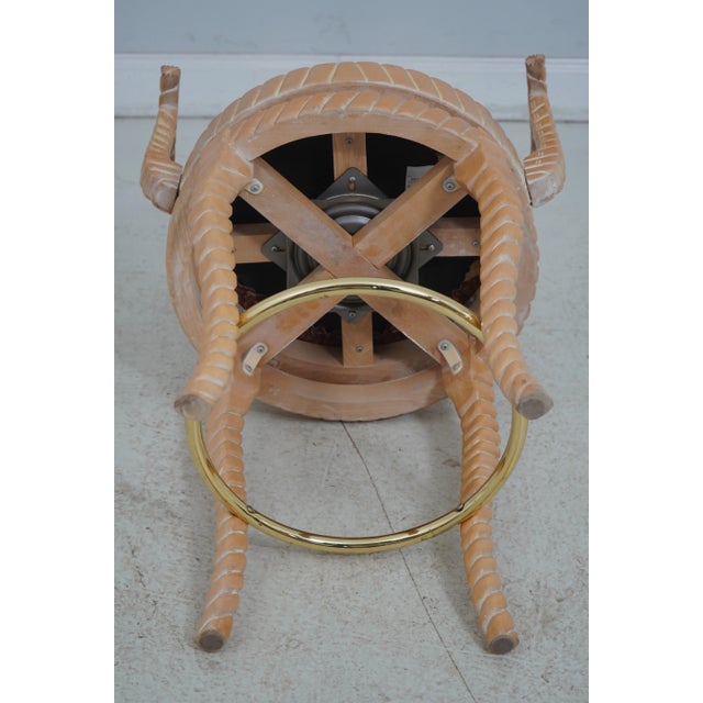 Pair Andre Rope Twist Design Cane Back Swivel Bar Chairs For Sale - Image 11 of 12