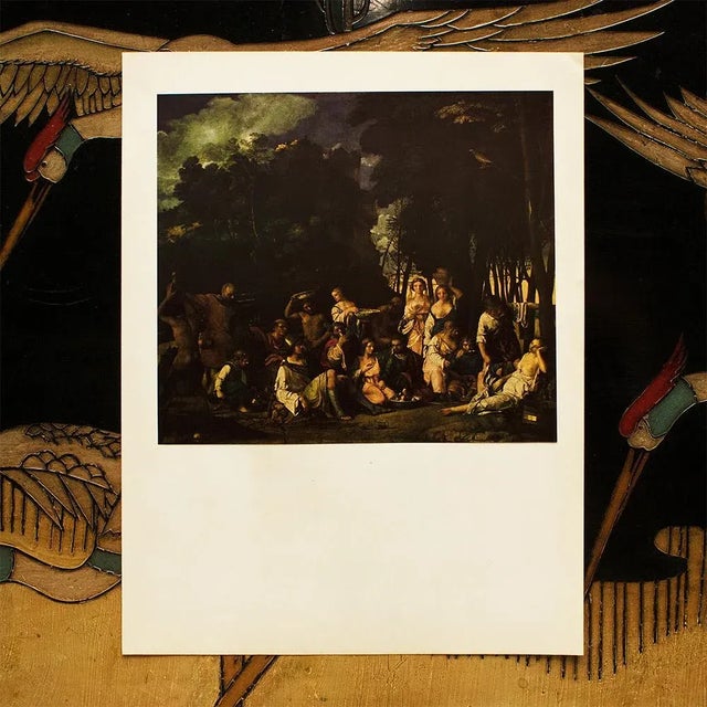 Renaissance 1956 After Giovanni Bellini "The Feast of the Gods", Vintage Full-Color Print For Sale - Image 3 of 7