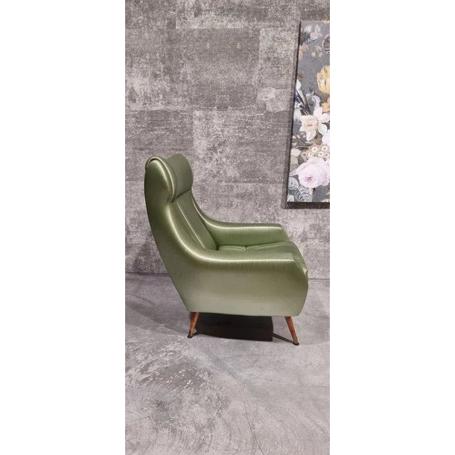Mid-Century Lounge Chair in Sky and Wood, 1960s For Sale - Image 9 of 13