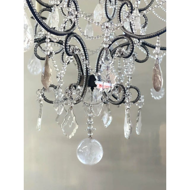Venetian Citrine & Rock Crystal Chandelier. Italy, C. 1950's For Sale - Image 4 of 5
