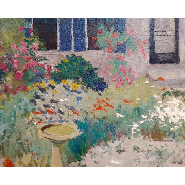 1940s J. A. Fontan -The House With The Garden of Flowers Impressionist Oil Painting For Sale - Image 5 of 10