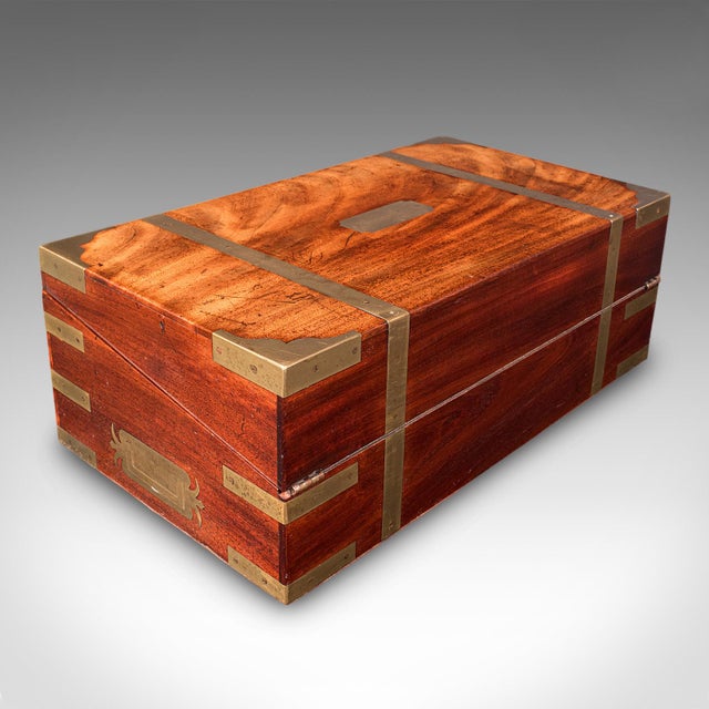 Wood Antique Campaign Writing Slope, English Correspondence Box, Book Rest, Victorian For Sale - Image 7 of 12