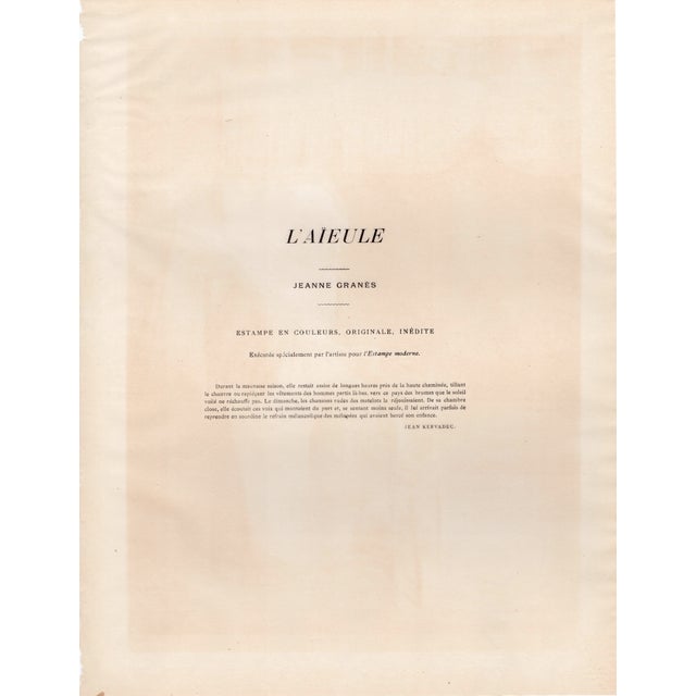 Jeanne Granès, L'Aïeule: The Grandmother, 1899, Original Lithograph For Sale - Image 6 of 9