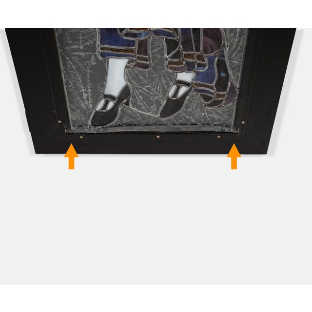 Mid-Century Modern Early 20th-Century American Art Deco Stained Glass Panels in Custom Macassar Screen For Sale - Image 3 of 18