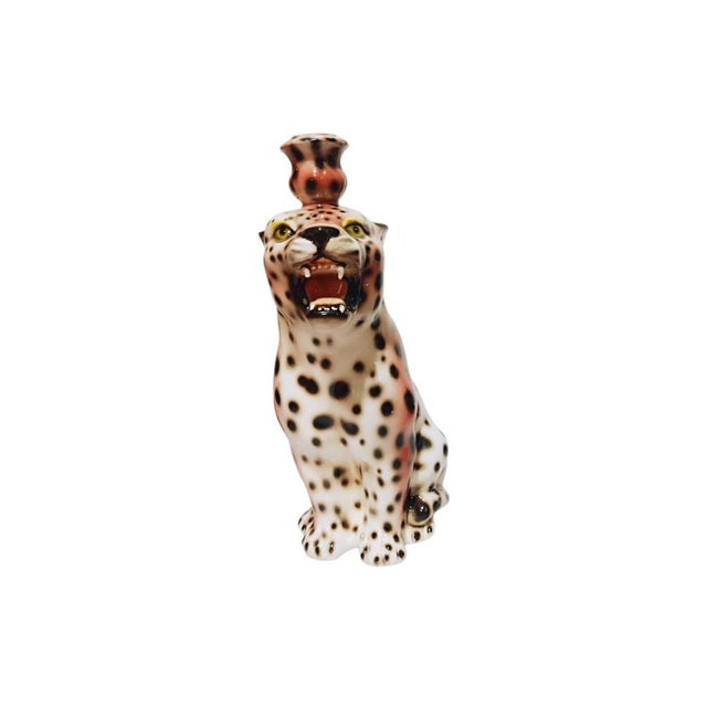 Porcelain Candlestick in the Shape of a Leopard from Boxer Ceramiche, Italy, 20th Century For Sale - Image 12 of 18