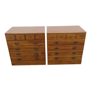 Ethan Allen Solid Maple Pair of Large Nightstands Small Chests For Sale