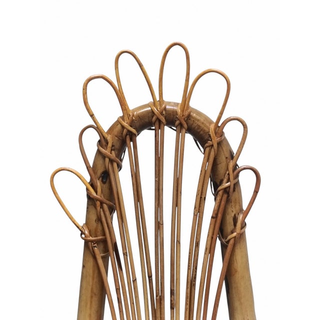 Bamboo and Rattan High Back Chair, 1960s For Sale - Image 6 of 8
