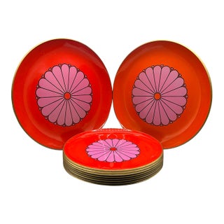 Vintage CTO Japan Melamine Flower Power Plates and Serving Platters, Set of 10 For Sale