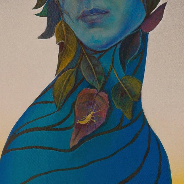 Natasha Lelenco, Blue Madonna with Flowers and Insects, 2021, Acrylic on Canvas For Sale - Image 3 of 6