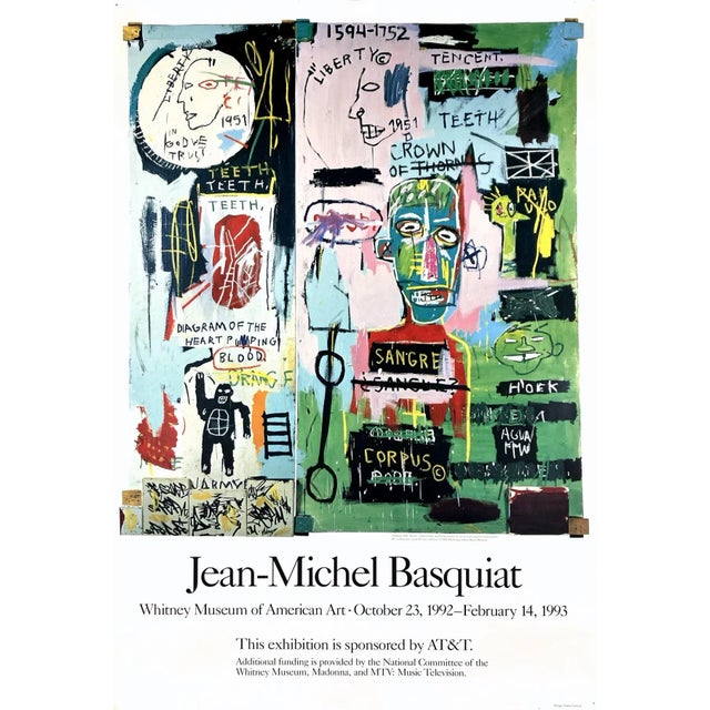 Jean Michel Basquiat Original 1992 Whitney Museum of American Art Exhibition Poster For Sale