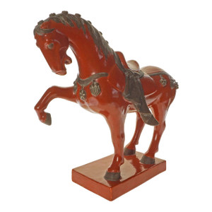 Zaccagnini Tang Horse Red Glaze Ceramic Figure Mid-Century Modern Equestrian Decor
