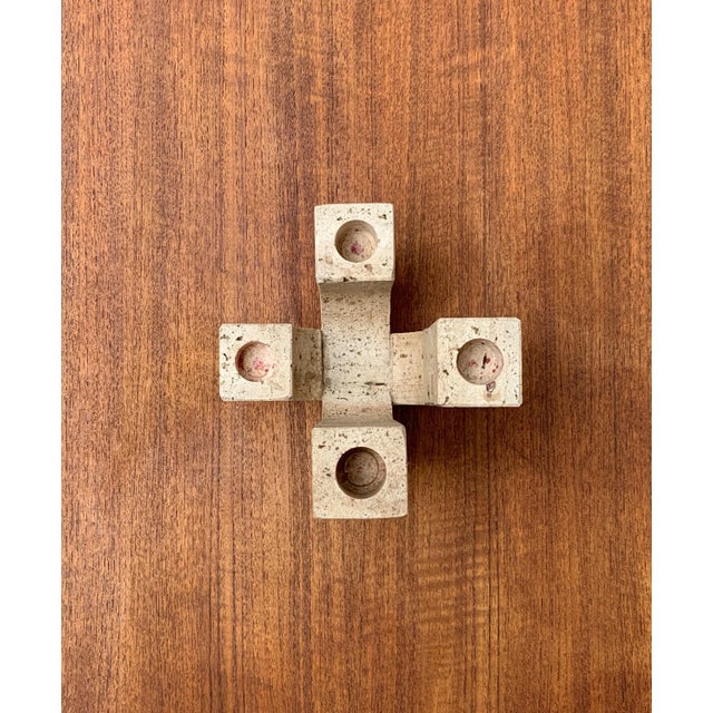 Beige Mid-Century Italian Brutalist Travertine Candleholder by Fratelli Mannelli for Travertine Rapolano For Sale - Image 8 of 18