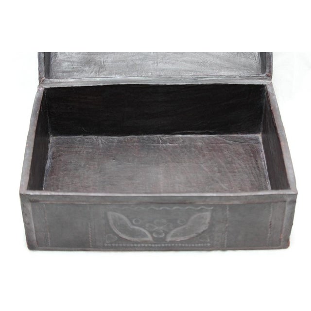 Wood Vintage Wood and Leather Trunk, 1980s For Sale - Image 7 of 18