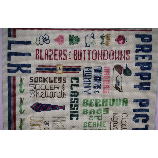 Canvas Sz: 9 1/4"H x 11 1/4"W Frame Sz: 15 3/8"H x 17"W w/ pink matte & green wood frame 1982 Blazers & Buttondowns...