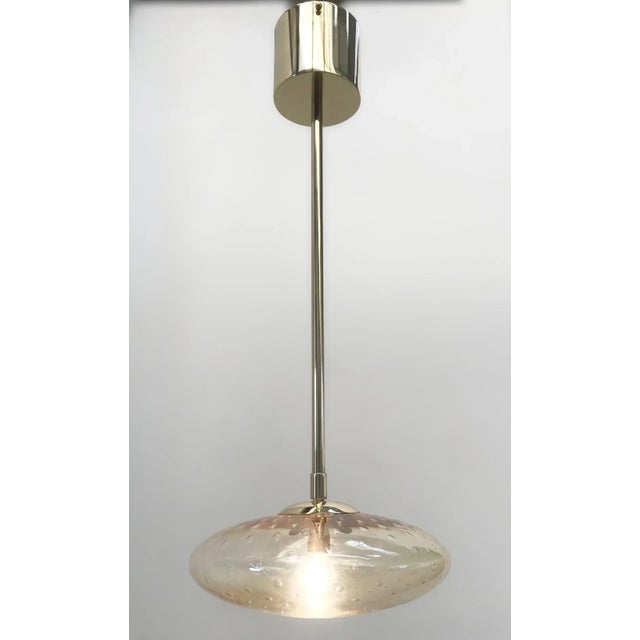 Not Yet Made - Made To Order Italian Uno Polished Brass Amber Bubbles Murano Glass Shade Pendant by Fabio LTD For Sale - Image 5 of 7