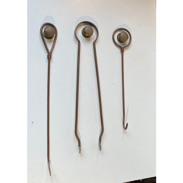 Copper Mid-Century Wall Mounted Fireplace Tools in Copper, 1960s, Set of 6 For Sale - Image 8 of 8