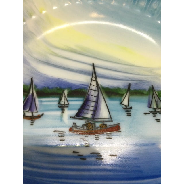 1960s Hand Painted Trinket Dish Sailboat Scene For Sale - Image 10 of 12