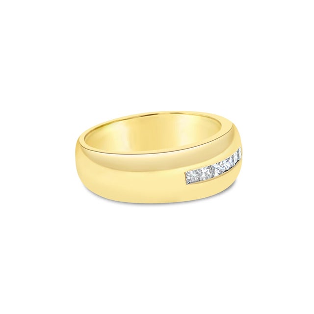 Contemporary Mens Princess Cut Diamond Wedding Band .50cttw 14k Yellow Gold, Size 10 For Sale - Image 3 of 3