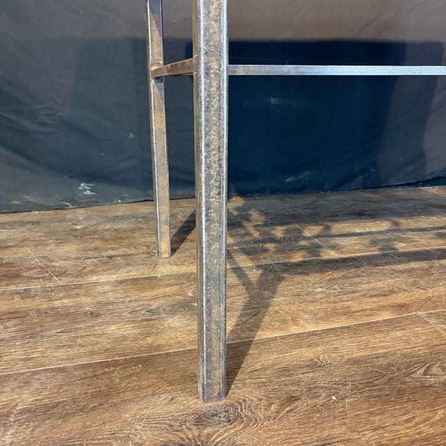 Antique French Wrought Iron Console Table With Balcony Railing and Marble For Sale - Image 4 of 10