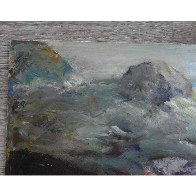 Rustic Mid 20th Century Impressionist Rocky Seascape Painting For Sale - Image 3 of 8