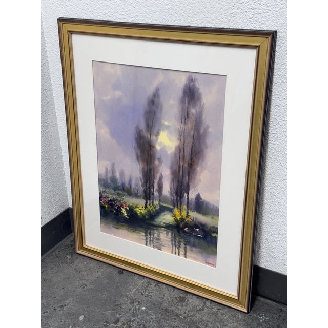 Circa 2000 Rafael Requena (1932 - 2003) "Xochimilco, Mexico" Framed Watercolor For Sale In San Francisco - Image 6 of 12