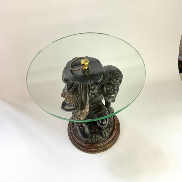 Blackamoor Pair of Mid-Century Modern Wood Carved Venetian Blackamoor Pedestal/Stands For Sale - Image 4 of 17