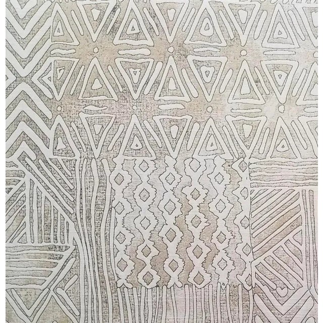 Beige Water Stain Resistant Zarin Fabrics Aspara Linen Beige Grey Off White Ethnic Tribal Upholstery Drapery Fabric For Sale - Image 8 of 8