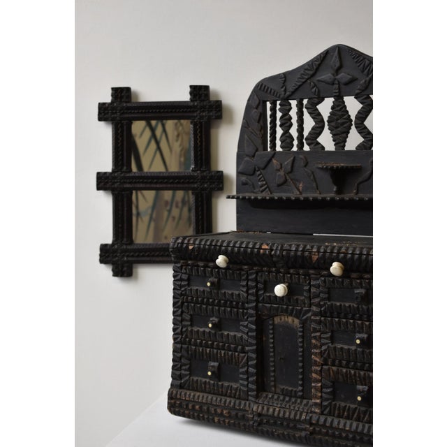 Rustic Antique Exceptional Botanical Tramp Art Chest With Hidden Compartments, Circa 1870s For Sale - Image 3 of 18