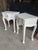 Elegant pair of white lacquered bedside tables in the Dom João V style, inspired by Portuguese Baroque and Rococo...