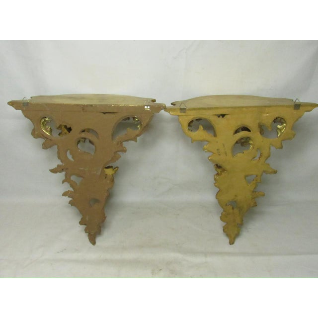 Pair of Italian Florentine Giltwood Wall Brackets For Sale - Image 17 of 18