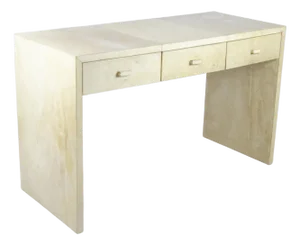 Early 20th Century Art Déco Wooden Desk With Parchment Paper Cover Designed by Jean-Michel Frank for Comte s.a., Argentina