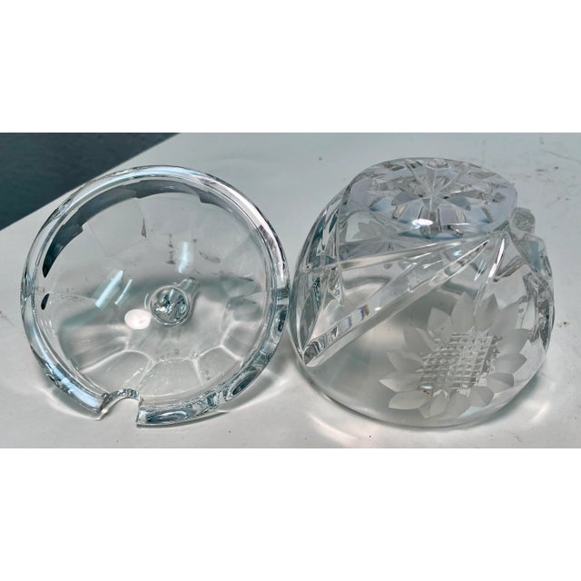 Early 20th Century Antique Pumpkin Shaped Cut Glass Jam Jar With SunFlower Design From England For Sale - Image 5 of 9