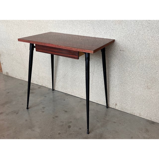 1960s Mid Century Modern School Desk With Drawer and Iron Legs, 8 Pieces Available For Sale - Image 5 of 12