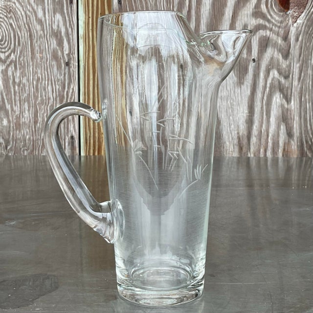 Mid 20th Century Vintage Regency Etched Glass Martini Pitcher For Sale - Image 5 of 5