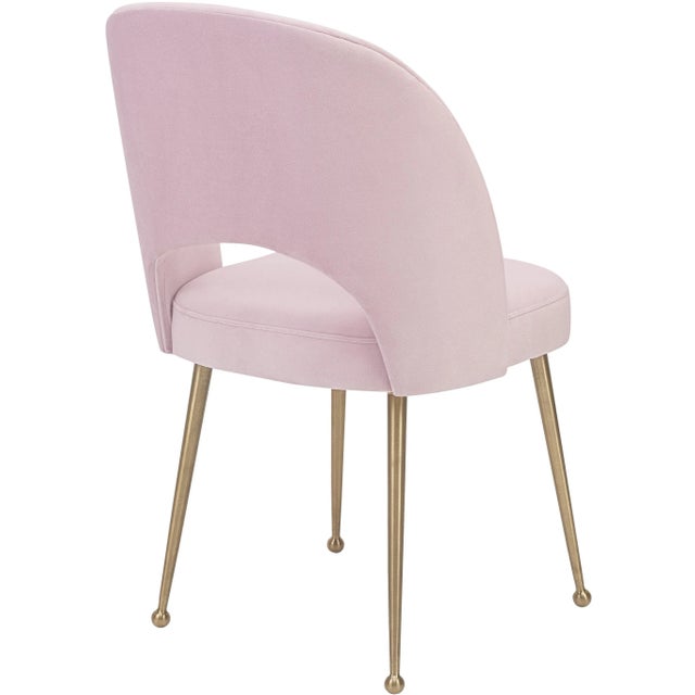 Transitional Swell Blush Velvet Chair For Sale - Image 3 of 7