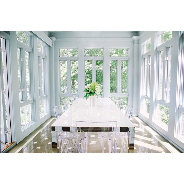Mitchell Gold + Bob Williams White Quartz Dining Table W/ Chrome Base 84” For Sale - Image 9 of 10