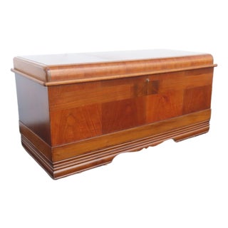 Cavalier Art Deco Waterfall Inlay Small Cedar Chest Blanket Trunk 6884 For Sale