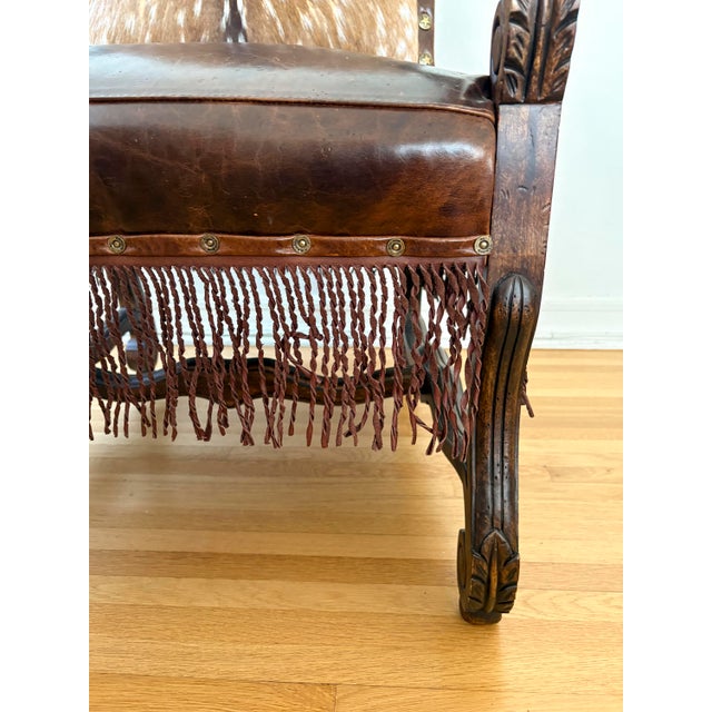Leather and Deer Hide Baroque Style Armchair For Sale - Image 13 of 18