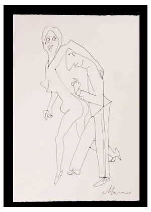 Mino Maccari, The Suitor, Ink Drawing, 1965