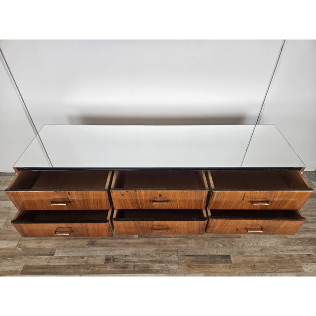 Mahogany Burl Chest of Drawers with Mirrored Top, 1960 For Sale - Image 11 of 18