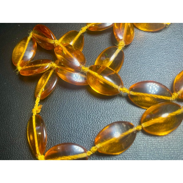 Bohemia 1930s Golden Yellow Amber Bohemian Czech Glass Beaded Necklace For Sale - Image 4 of 9