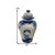 This vintage ginger jar features intricate 3D dragon designs in blue and white porcelain, reflecting traditional Chinese...