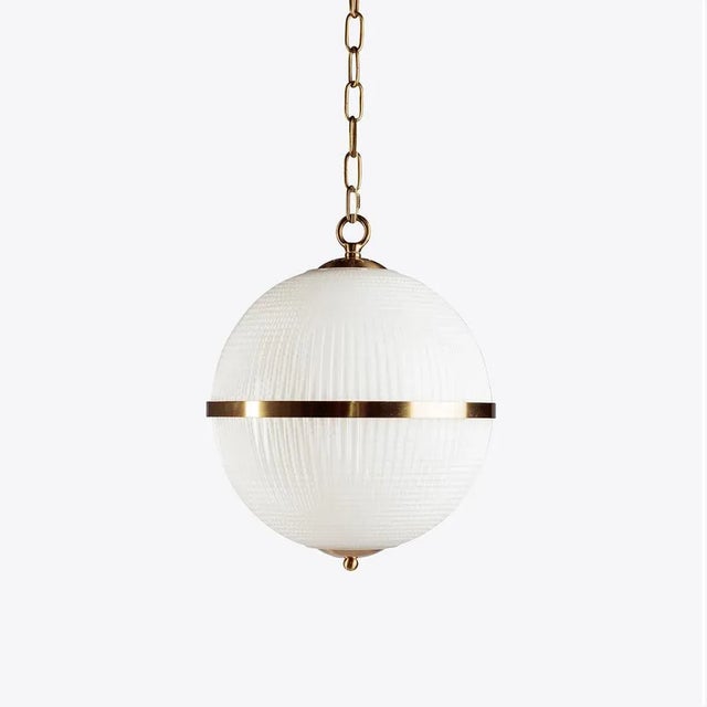 Gold Small Opaline Parisian Globe Pendant from Pure White Lines For Sale - Image 8 of 11