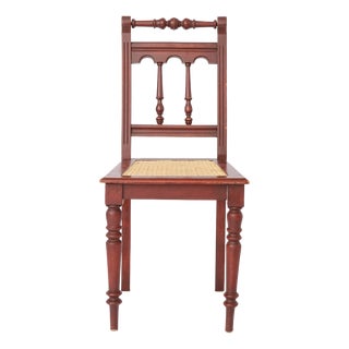 Vintage Belgian Turned Chair with Rattan Seat, 1940s For Sale