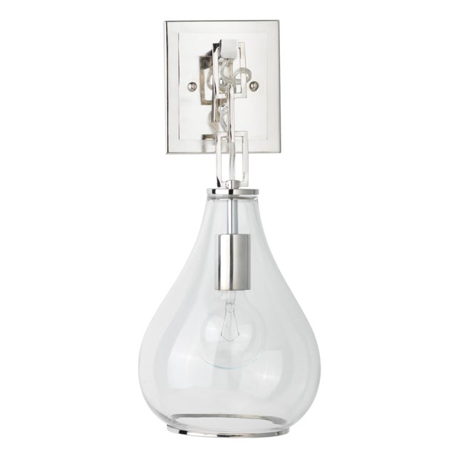 Tear Drop Hanging Wall Sconce in Nickel & Clear Glass For Sale In Los Angeles - Image 6 of 6