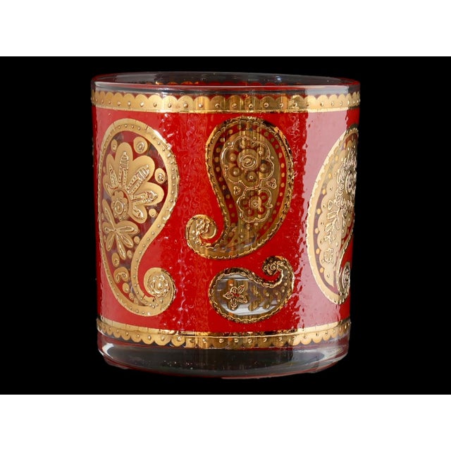 Culver Ltd. Culver Red Paisley Old Fashioneds, S/8 For Sale - Image 4 of 4