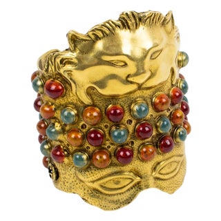 Gucci Carved Metal Bracelet and Ornament, gift box For Sale