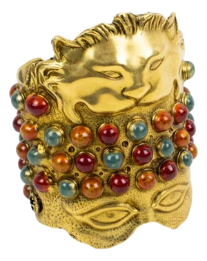 Gucci Carved Metal Bracelet and Ornament, gift box
