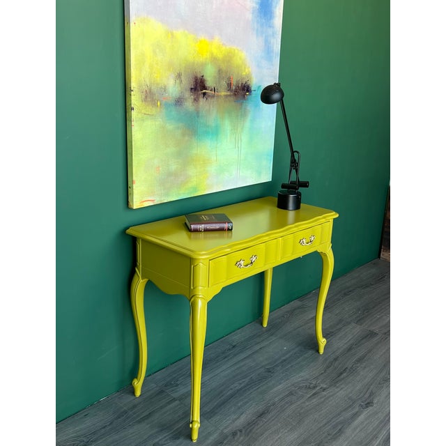 Green Late 20th Century French Provincial Willow Green Writing Desk For Sale - Image 8 of 18